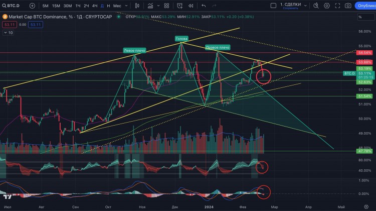BTC Dominance Grows on February 20 but Rebound End