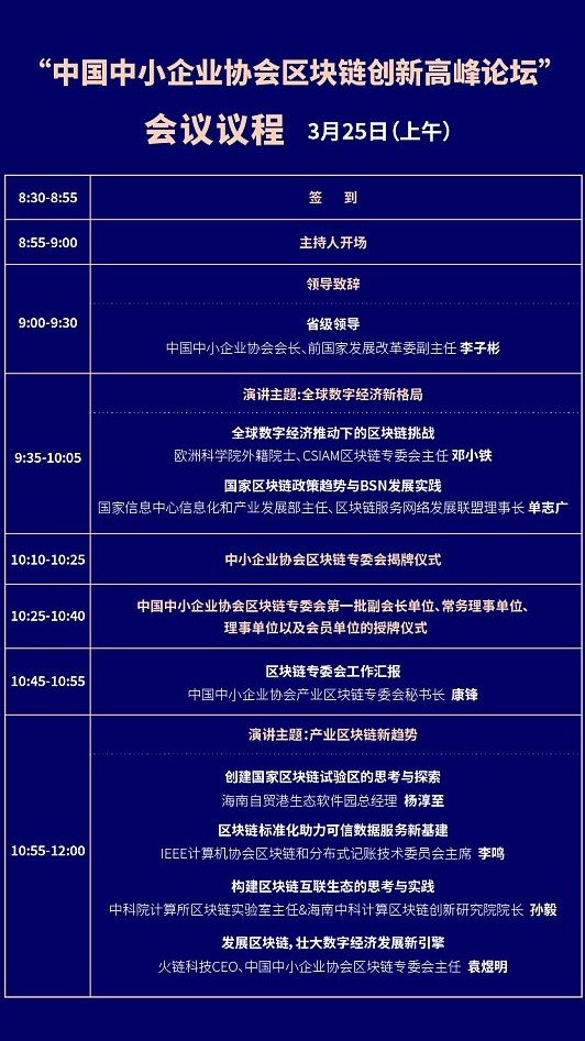 第一届“中国中小企业协会区块链创新高峰论坛”将在海口举行！