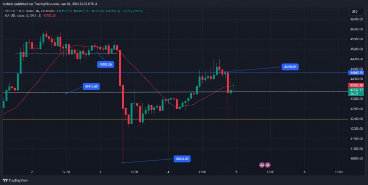 Bitcoin's Recovery After Shakeout Wick to $42.4k