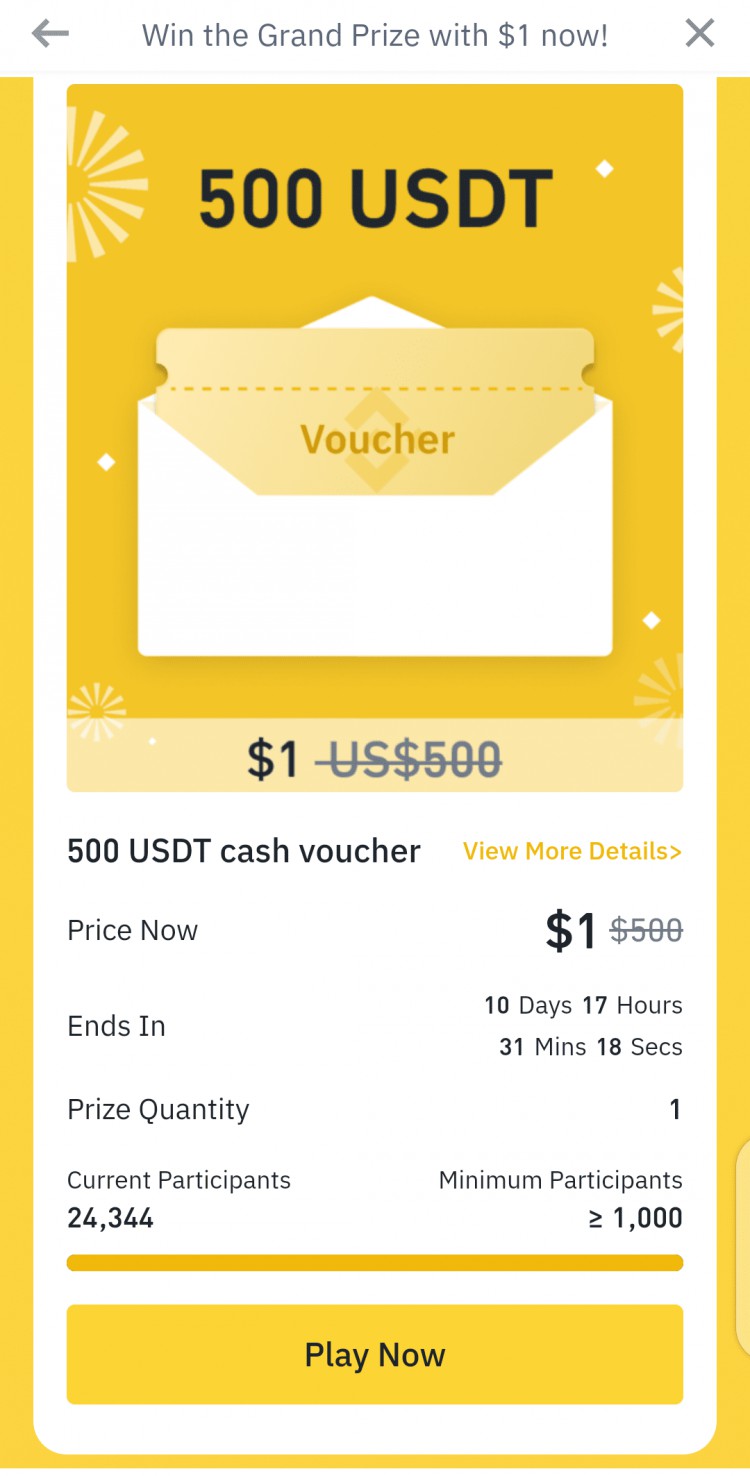 The $1 Game: Win a $500 Jackpot with Binance